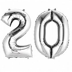 Amscan 20-as Ezüst Szám Fólia Lufi