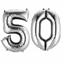 Amscan 50-es Ezüst Szám Fólia Lufi