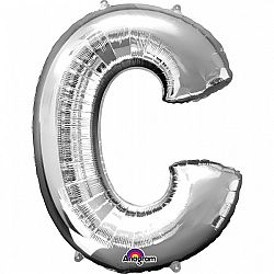 Amscan C betű fólia lufi 86 cm - ezüst