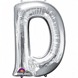Amscan D betű fólia lufi 86 cm - ezüst