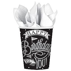 Amscan Happy birthday fekete-fehér poharak