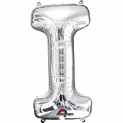 Amscan I betű fólia lufi 86 cm - ezüst