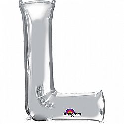 Amscan L betű fólia lufi 86 cm - ezüst