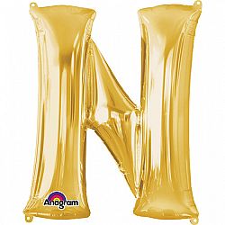 Amscan N betű fólia lufi 86 cm - arany