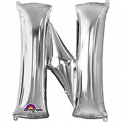 Amscan N betű fólia lufi 86 cm - ezüst
