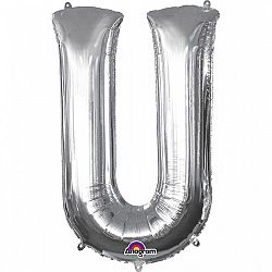 Amscan U betű fólia lufi 86 cm - ezüst