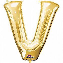 Amscan V betű fólia lufi 86 cm - arany