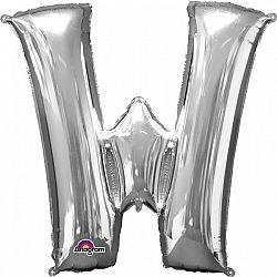 Amscan W betű fólia lufi 86 cm - ezüst