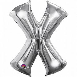 Amscan X betű fólia lufi 86 cm - ezüst