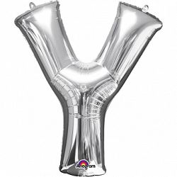 Amscan Y betű fólia lufi 86 cm - ezüst