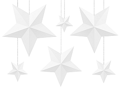 PartyDeco Csillagok dekoráció - fehér 6 db