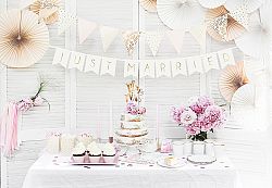 PartyDeco Fehér girland - Just married