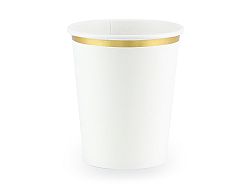 PartyDeco Fehér poharak arany szélekkel