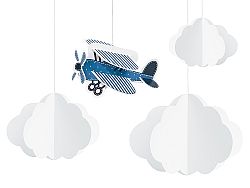 PartyDeco Függő dekoráció - repülőgép 4 db
