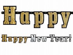 PartyDeco Hologramos Happy New Year banner