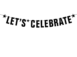PartyDeco Let's celebrate banner - fekete