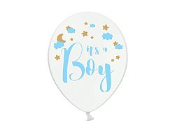 PartyDeco Pasztell fehér Fiú született lufi