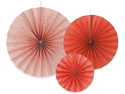 PartyDeco Piros dekorációs rozetták 3 db