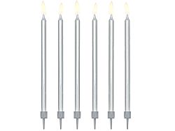 PartyDeco Születésnapi gyertyák - ezüst 12 db