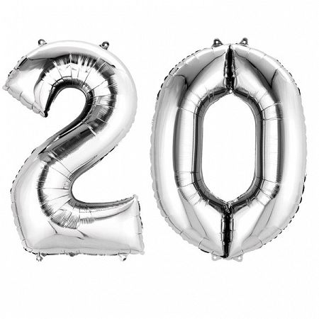 Amscan 20-as Ezüst Szám Fólia Lufi