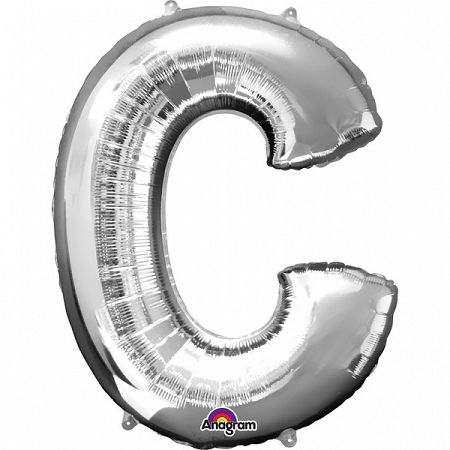 Amscan C betű fólia lufi 86 cm - ezüst