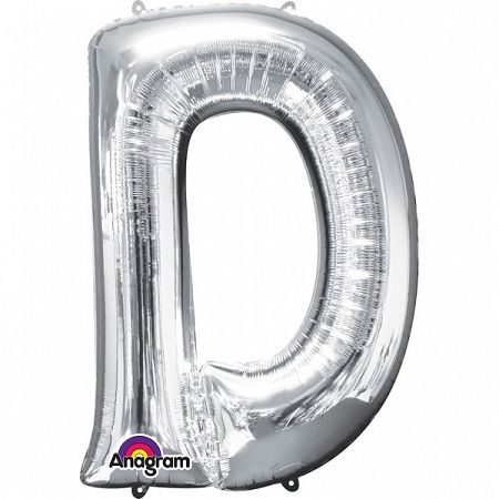 Amscan D betű fólia lufi 86 cm - ezüst