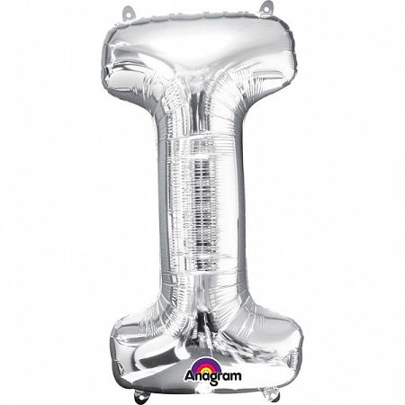 Amscan I betű fólia lufi 86 cm - ezüst