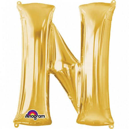Amscan N betű fólia lufi 86 cm - arany