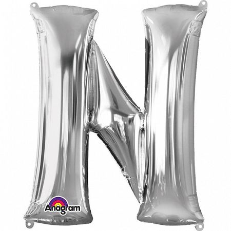 Amscan N betű fólia lufi 86 cm - ezüst