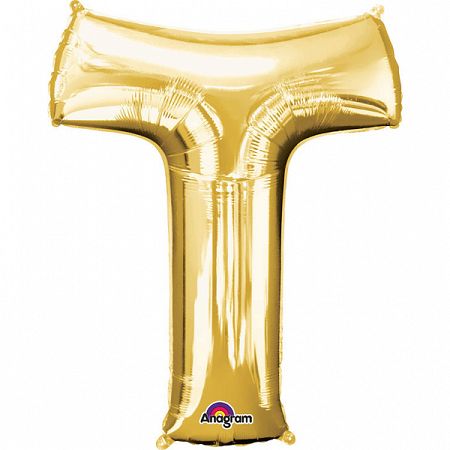 Amscan T betű fólia lufi 86 cm - arany