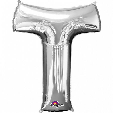 Amscan T betű fólia lufi 86 cm - ezüst