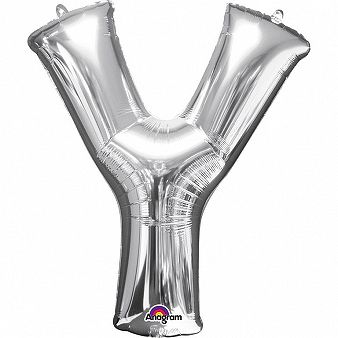 Amscan Y betű fólia lufi 86 cm - ezüst