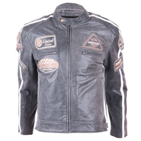 Motoros bőrkabát BOS 2058 Szürke