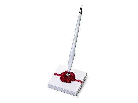 PartyDeco Állvány és toll piros rózsákkal