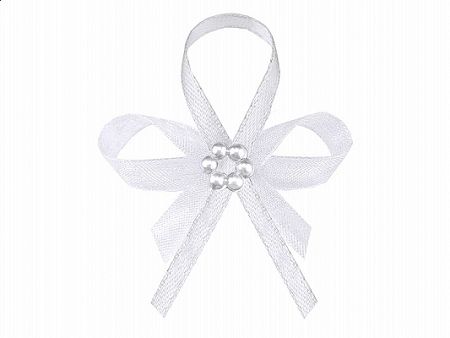PartyDeco Esküvői kitűző - fehér, gyöngyökkel