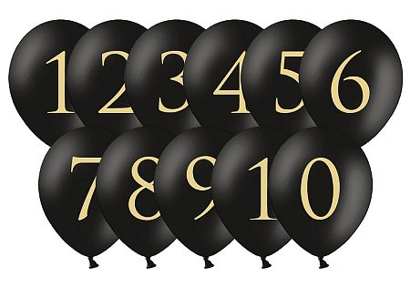 PartyDeco Fekete lufik asztalszámozáshoz
