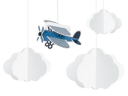 PartyDeco Függő dekoráció - repülőgép 4 db