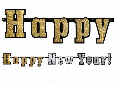 PartyDeco Hologramos Happy New Year banner