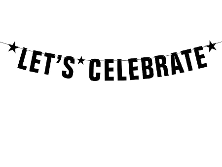PartyDeco Let's celebrate banner - fekete