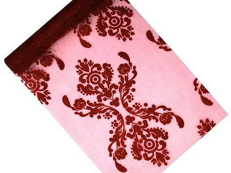 PartyDeco Organza - piros, nyomott 36 cm x 9 m