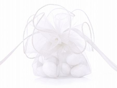 PartyDeco Organza tasak - fehér