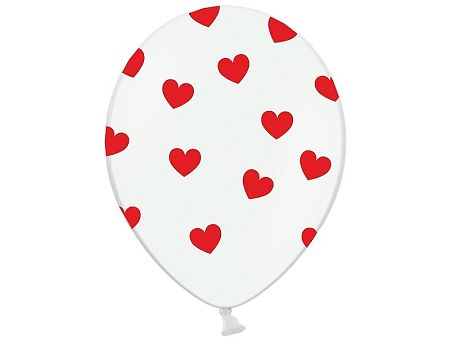 PartyDeco Piros szívecskés latex lufi