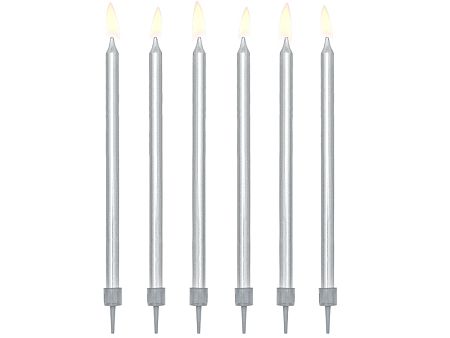PartyDeco Születésnapi gyertyák - ezüst 12 db