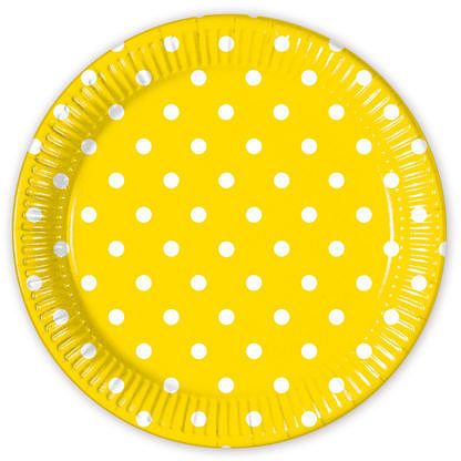 Procos Pöttyös tányérok - sárga 8 db