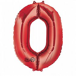 Amscan 0-ás piros szám születésnapi fólia lufi