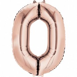 Amscan 0-ás rózsaszín-arany szám születésnapi fólia lufi