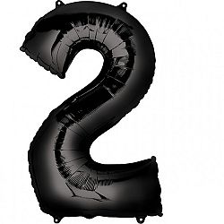 Amscan 2-es fekete szám születésnapi fólia lufi 86 cm