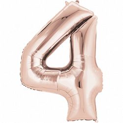 Amscan 4-es rózsaszín-arany szám születésnapi fólia lufi