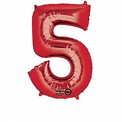 Amscan 5-ös piros szám születésnapi fólia lufi 86 cm