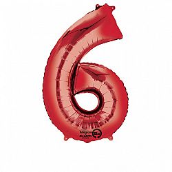 Amscan 6-os piros szám születésnapi fólia lufi 86 cm